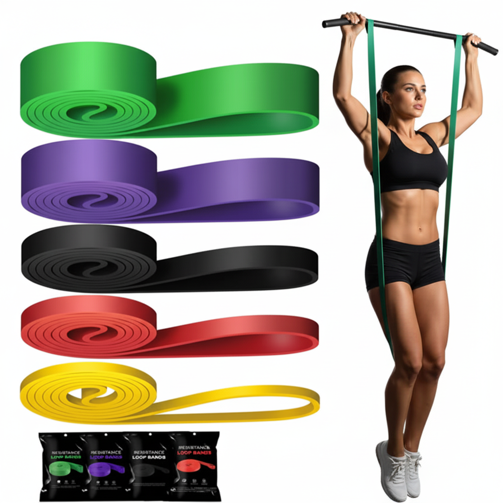 Resistance Bands mit schlanker Frau